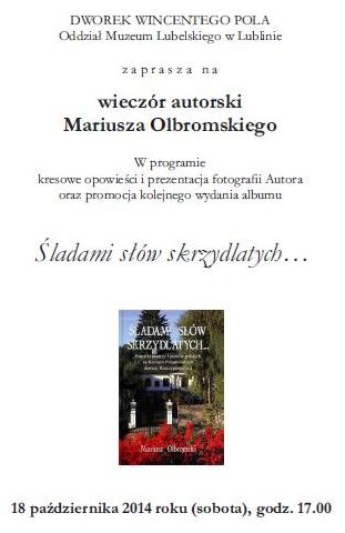 Zaproszenie na wieczór autorski Mariusza Olbromskiego