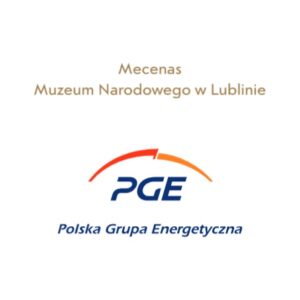 Logotyp Polskiej Grupy Energetycznej, nad nim napis "Mecenas Muzeum Narodowego w Lublinie"