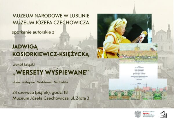 Plakat zaproszenie na Jadwiga Kosiorkiewicz-Księżycka - spotkanie autorskie/koncert